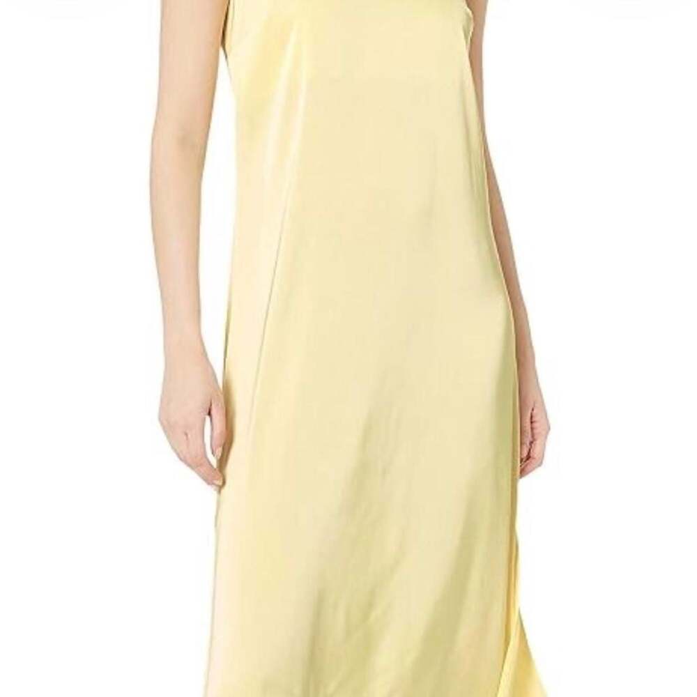 The Drop Ana Satin Slip Dress Pastel Yellow XS